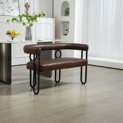 CAVINAS Modern Loveseat Sofa, Chenille Fabric 2 Seater Sofa Couch with Arms and Metal Legs, for Small Space