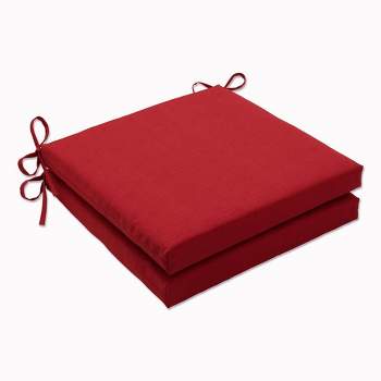 2pk Outdoor/Indoor Squared Corners Seat Cushion Set Splash Flame Red - Pillow Perfect