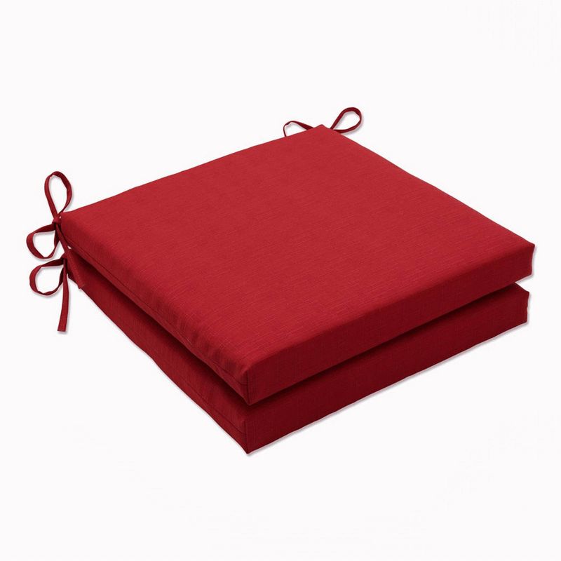 2pk Outdoor/Indoor Squared Corners Seat Cushion Set Splash Flame Red - Pillow Perfect, 1 of 10