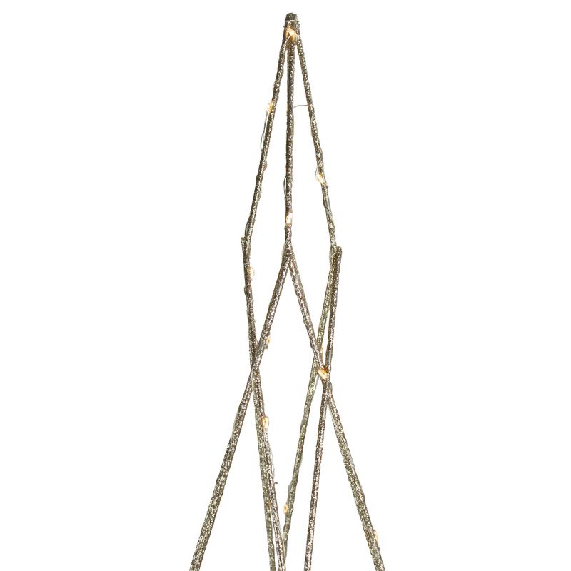 Northlight 32" LED Lighted B/O Gold Glittered Wire Geometric Christmas Cone Tree - Warm White Lights, 4 of 6