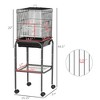 SKYONE 45-inch Metal Bird Cage with Detachable Rolling Stand, Storage Basket, 2 Perches, Swing & - 3 of 4