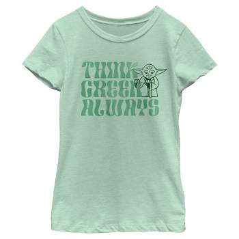 Girl's Star Wars Yoda St. Patrick's Day Think Green Always T-Shirt