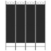 vidaXL 4-Panel Room Divider, Durable Fabric and Iron Construction, Privacy Screen for Bedroom/Living Room, Easy-Assembly, 63"x78.7" - Black - 3 of 4