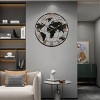 GlasFlength Wall Clocks Decorative World Map Modern Silent Vintage Arabic Numeral Elegant Design for Multiple Rooms, Black, 35.5"*35.5"*35.5" - 2 of 4
