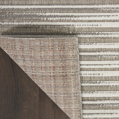 Calobra Light Grey Striped 4' x 6' Hand-Knotted Synthetic Rug