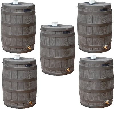 Good Ideas Rain Wizard 50 Gallon Plastic Rain Barrel with Brass Spigot (5 Pack)