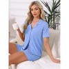 INSPIRE CHIC Women's 2 Pcs Lounge Set Button Down Short Sleeve Tops with Shorts Casual Pajama Sets - 3 of 4