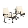 3 Piece Patio Furniture Set Rocking Bistro Set with Rattan Chairs and Coffee Table for Garden Balcony Backyard Patio Seating Sets-The Pop Home - 2 of 4