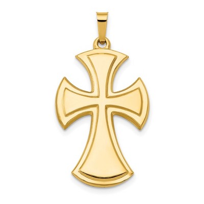 Black Bow Jewelry 14k Yellow Gold Polished Maltese Cross Pendant, 17 x 32mm