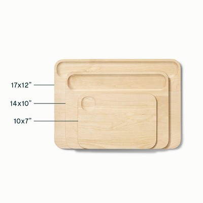 Birch Wood 4-Piece Cutting Board Set with Storage Rack