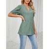 Coolmee Women Summer Eyelet Blouses Business Casual V Neck Short Sleeve Shirts Hollow Out Cute Lace Tops - 2 of 4