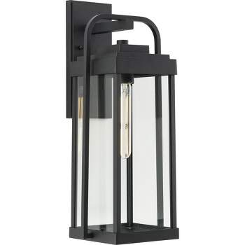 Progress Lighting Walcott 1-Light Outdoor Textured Black Wall Lantern with Clear Glass Panels