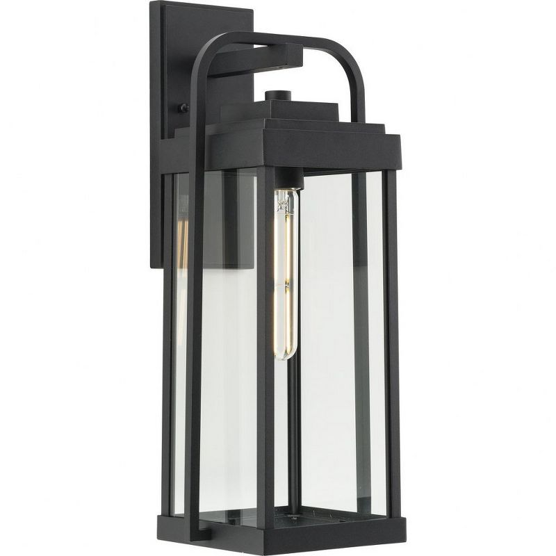 Progress Lighting Walcott 1-Light Outdoor Textured Black Wall Lantern with Clear Glass Panels, 1 of 2