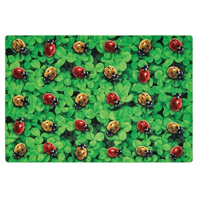6'x9' Rectangle Indoor and Outdoor Woven Ladybug Nylon Accent Rug Multicolored,Green - Carpets For Kids