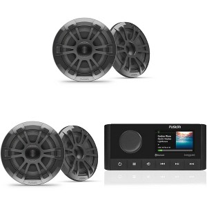 Fusion MS-RA210 Marine Entertainment System With Bluetooth & DSP, AM/FM, SiriusXM Ready with 2 Pairs Fusion EL-F653SPG 010-02080-23 EL Series 6.5" ... - 1 of 4