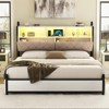 AMERLIFE Bed Frame with Bookcase Headboard, 4 Drawers, Charging Station, No Box Spring - 4 of 4