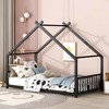 Bellemave Montessori House Floor Bed with Headboard and Footboard, Metal Twin Size Bed with Slats, Black - 4 of 4