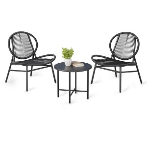 3-Piece Outdoor Seating Acapulco Chair All Weather Small Patio Bistro Set of 2 Chairs and Side Table Modern Outdoor Furniture - 1 of 4