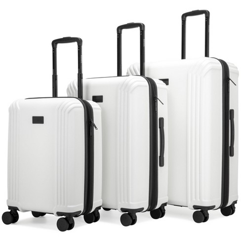 19V69 ITALIA Vintage 2 Piece Expandable Spinner Luggage Set (White, 20/28)  