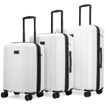 Badgley Mischka Evalyn 3pc Hardside Checked Expandable Spinner Luggage Set 