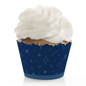Big Dot of Happiness Navy Confetti Stars - Simple Party Decorations - Party Cupcake Wrappers - Set of 12 - 1 of 4