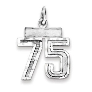 Black Bow Jewelry Sterling Silver, Varsity Collection, Small D/C Pendant, Number 75 - 1 of 4
