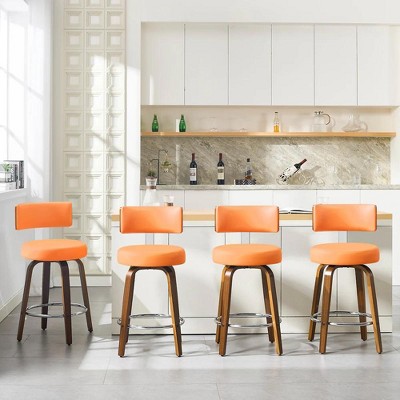 Bekrvio 29'' Counter Height Swivel Bar Stools, Faux Leather Upholstered