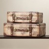 Vintiquewise Old World Map Leather Vintage Style Suitcase with Straps, Set of 2 - image 2 of 4