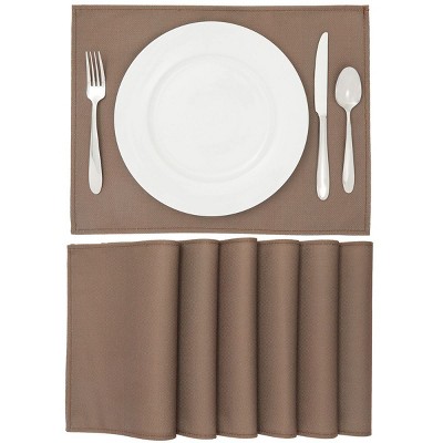 Farmlyn Creek Woven Placemat Set of 6 for Dining Table, Patio, 12.75 x 16.75 in, Coffee Brown