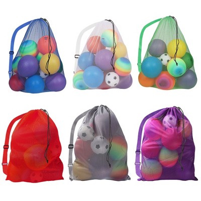 GSE 30"x40" Extra Large Mesh Sports Ball Equipment Drawstring Bag with Adjustable Shoulder Strap for Soccer, Basketball, Volleyball, Gym