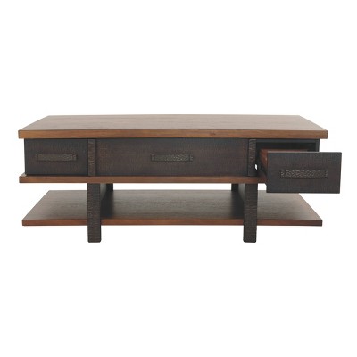 Gray and Brown Rectangular Lift-Top Storage Coffee Table