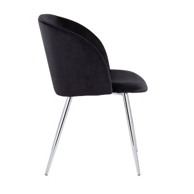 Contemporary Black Velvet Upholstered Dining Chair with Metal Legs