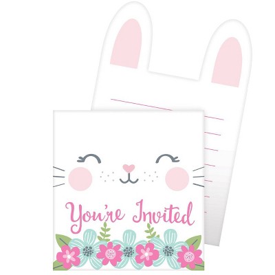 8ct "You're Invited" Birthday Bunny Print Invitation