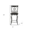 HomeRoots Set of Two 24" Black Faux Leather and Iron Counter Height Swivel Bar Chairs - 3 of 4
