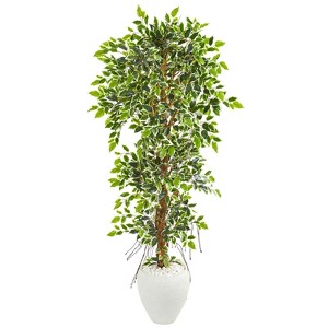 HomeStock  5.5 ft. Artificial Ficus Tree in Planter for Indoor/Outdoor - 1 of 3