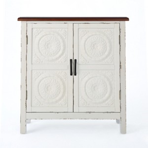 Sideboard Buffets Cabinet with Boho Style, Accent Storage Cabinet with 2 Relief Cabinet Doors, Modern Coffee Bar Cabinet for Living Room, Dinning Room - 1 of 4