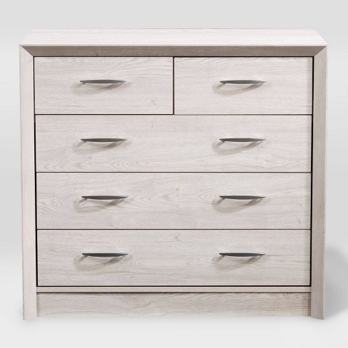 Newport 5 Drawer Dresser White Washed Oak Corliving Target