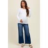 Pinkblush Off White Ribbed Knit Button Long Sleeve Maternity Top - 2 of 4