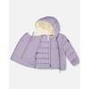 Deux par Deux Girl Compressible Winter Puffy Coat Designed for Car Seat Purple Gray - 4 of 4