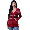 Women's Christmas Chunky Knit Cardigan Sweater Long Sleeve V Neck Button up Cardigan with Pocket Sweater Coat for Fall and Winter - 2 of 4