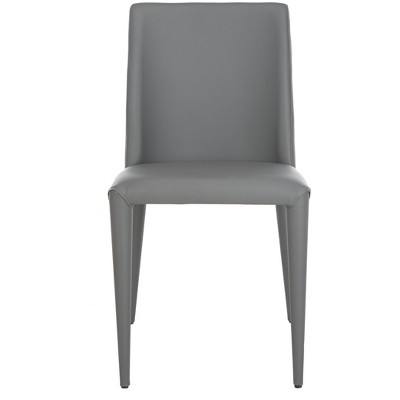 Grey Faux Leather Upholstered Dining Side Chair Set with Metal Legs