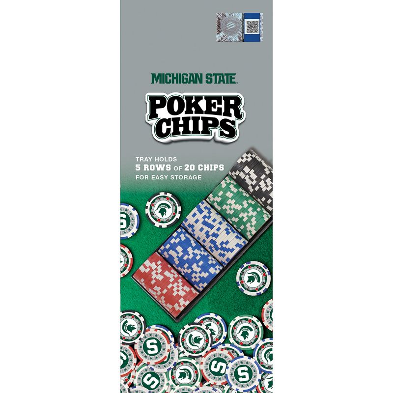 MasterPieces Casino 100 Piece Poker Chip Set - NCAA Michigan State Spartans, 5 of 8