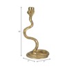 Boho Snake Taper Candle Holder - Decorative Aluminum Metal Candlestick for Home, Office, Living Room & Bedroom - Metallic Vintage Design - 13" Gold - 3 of 4