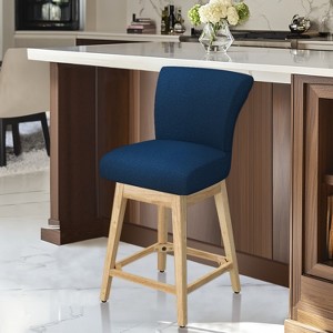 Dyonery Counter Height Swivel Barstool Set of 1 26.8 Inch Modern Faux Leather Barstools Chair for Kitchen Island Solid Wood Legs Brown Bar Stool - 1 of 4