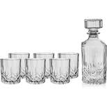 Fifth Avenue Campbel Whiskey Decanter and Glass Set, 7-Piece Set for Liquor, Scotch, 6 Matching DOF Tumblers, Elegant Liquor Carafe w/ Stopper