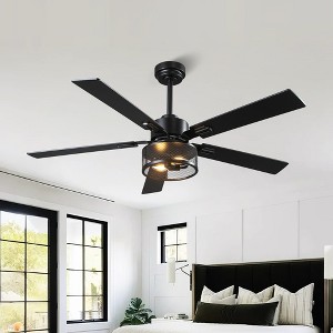 VACZON 52" Black Modern Smart Ceiling Fan with Lights and Remote - 1 of 4