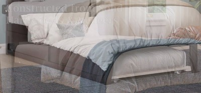 Gray Full Platform Bed with Trundle and Charging Station