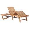 vidaXL Sun Lounger with  Table and Cushion Solid Teak Wood - 3 of 4