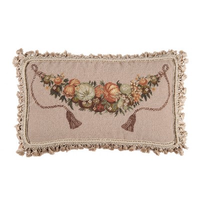 C&F Home 12" x 20" Pumpkins & Fruit Petit Point Wool Blend Accent Throw Pillow