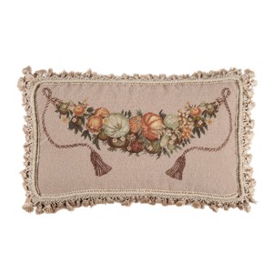 C&F Home 12" x 20" Pumpkins & Fruit Petit Point Wool Blend Accent Throw Pillow - 1 of 3